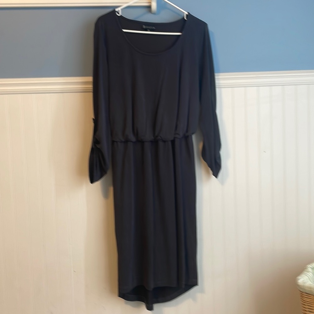 3/4 sleeve navy blue dress